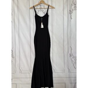 Skims Soft Lounge Long Slip Dress Sleeveles Onyx Black Sz na s